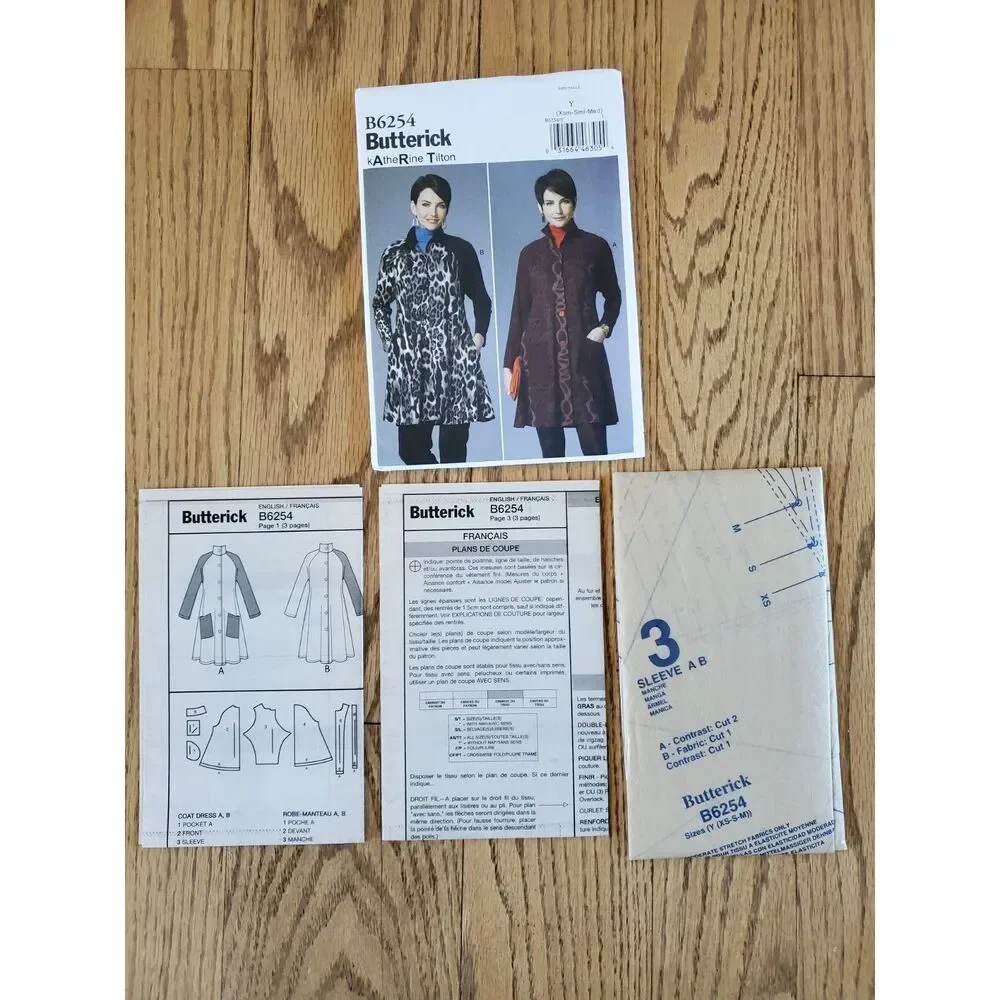 Butterick B6254 Pattern Womens XS - M Coat Dress New Uncut